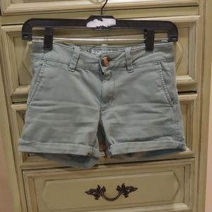American Eagle Green Khaki Super Stretch Shorts